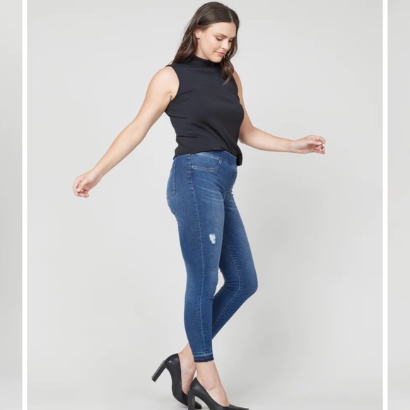 Distressed Ankle Skinny Jeans, Medium Wash - Picture 11 of 14